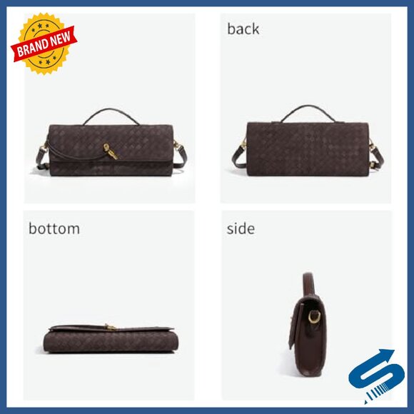 Suede Woven Evening Clutch Crossbody Bag with Metal Buckle